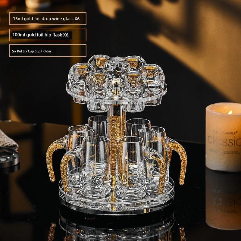 10-Piece High-Grade Crystal White Wine Glass Set with Gold Foil Accents