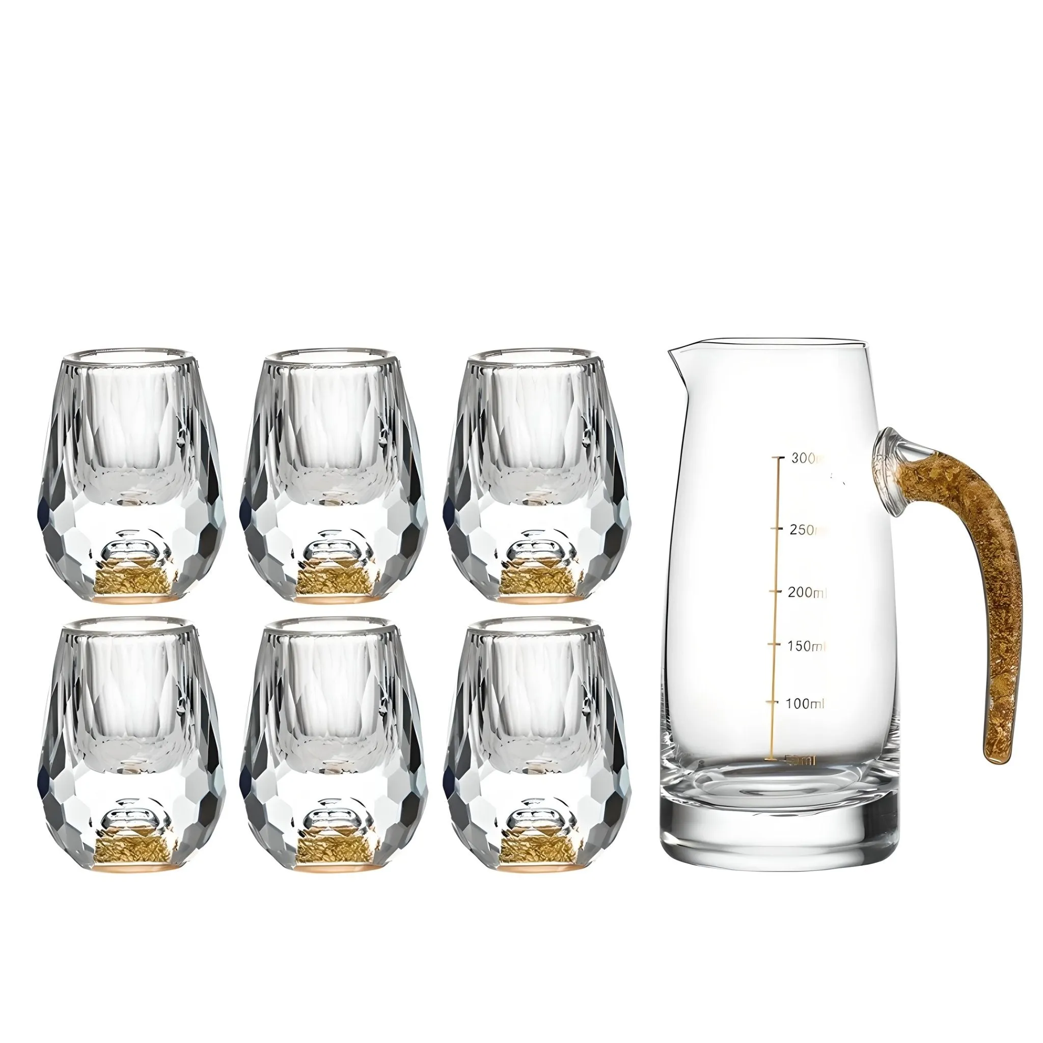 10-Piece High-Grade Crystal White Wine Glass Set with Gold Foil Accents