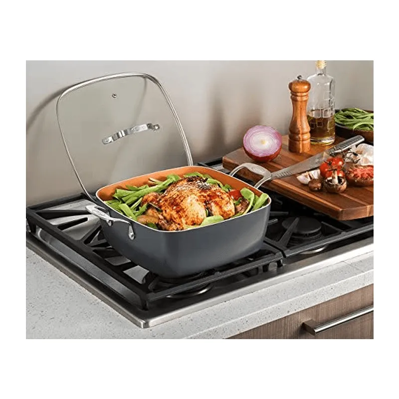 11.5 Inches Non-Stick Deep Square Pan With Lid F12-8-127