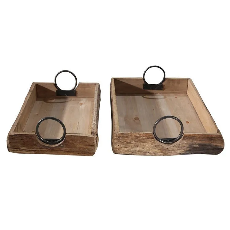 19" x 13" x 5" Wood Trays Set of 2