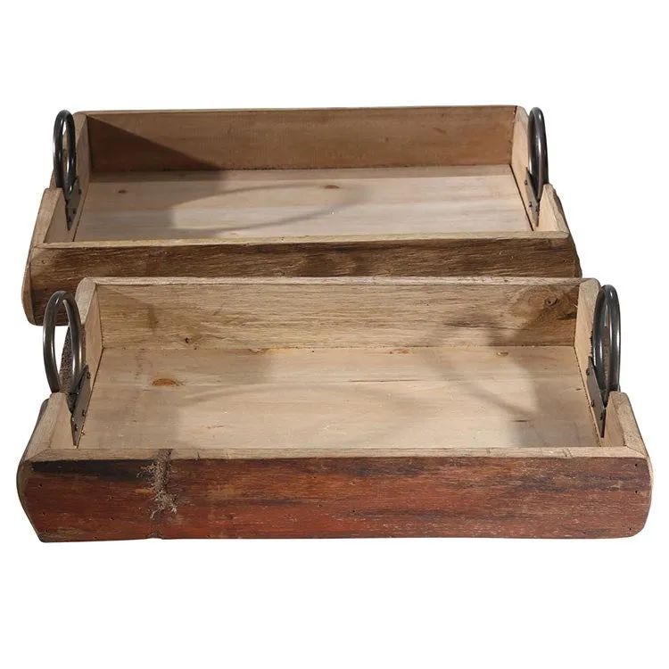 19" x 13" x 5" Wood Trays Set of 2