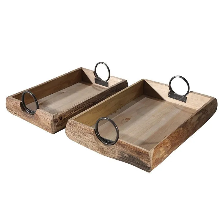 19" x 13" x 5" Wood Trays Set of 2