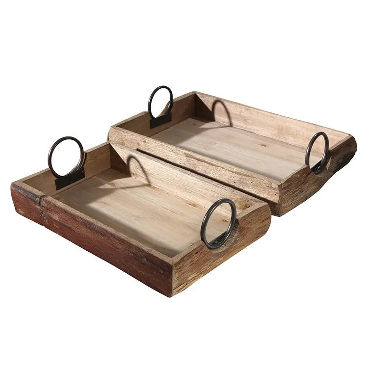 19" x 13" x 5" Wood Trays Set of 2