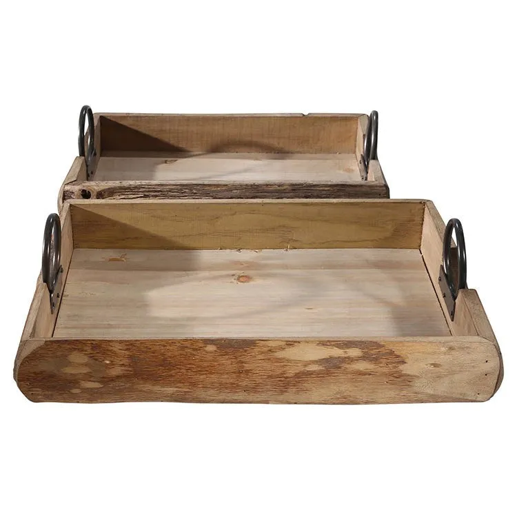 19" x 13" x 5" Wood Trays Set of 2