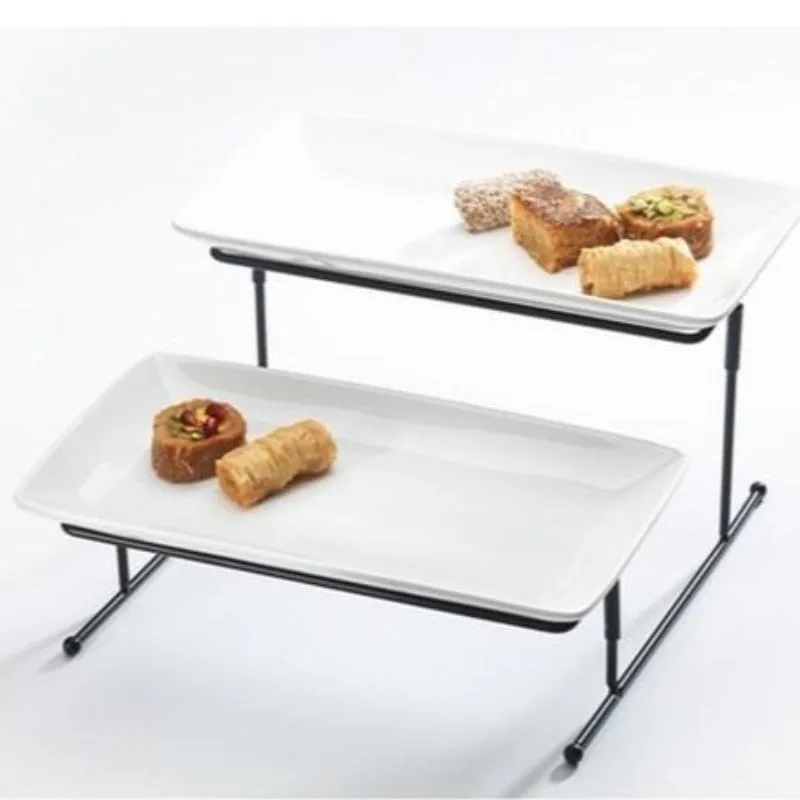 2 Tier Rectangular Serving Stand with Trays