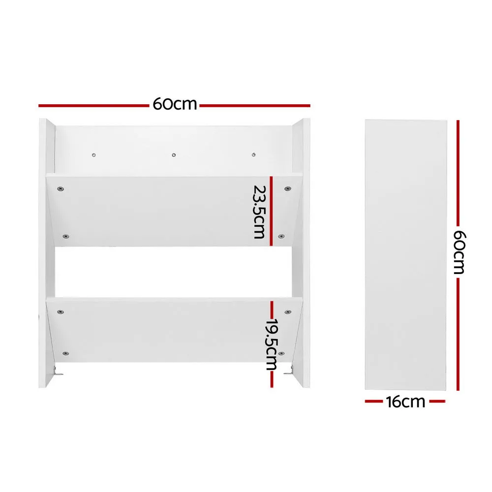 2-Tier Wall Mounted Shoe Racks for 24 Pairs - White, Artiss