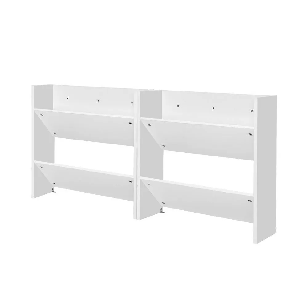 2-Tier Wall Mounted Shoe Racks for 24 Pairs - White, Artiss