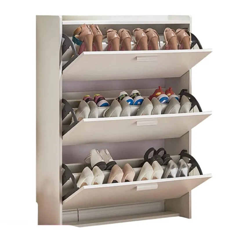 3-Flip Drawers Wood Freestanding Shoe Organizer Cabinet 603