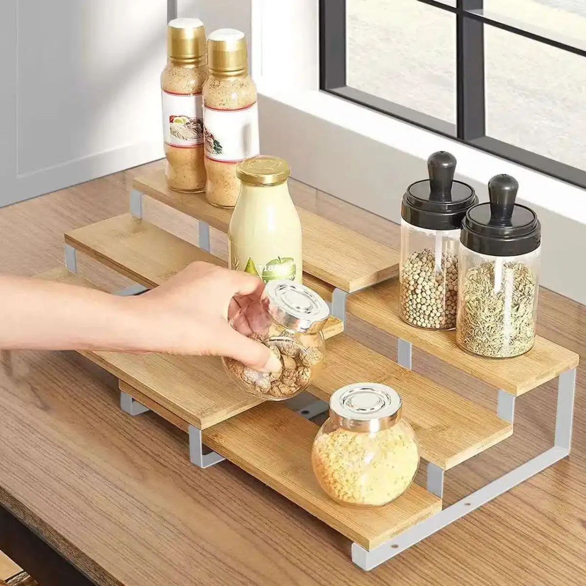 3-Tier Stairs Spice and Bottles Organizer