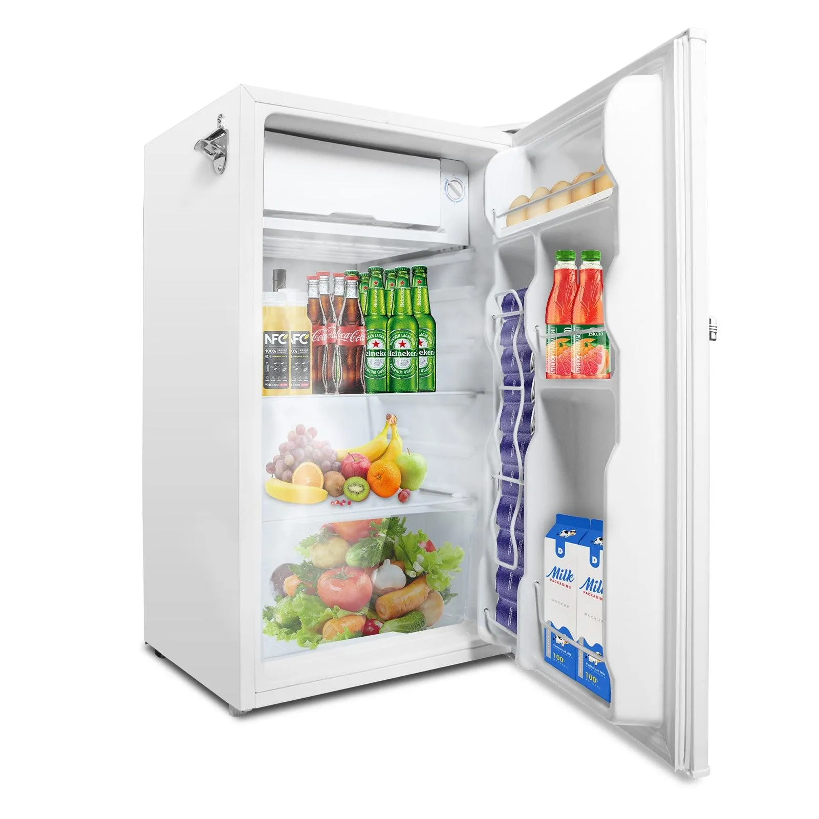 3.2 Cu.ft. Small Fridge with Freezer Compact Refrigerator with Adjustable Legs, White