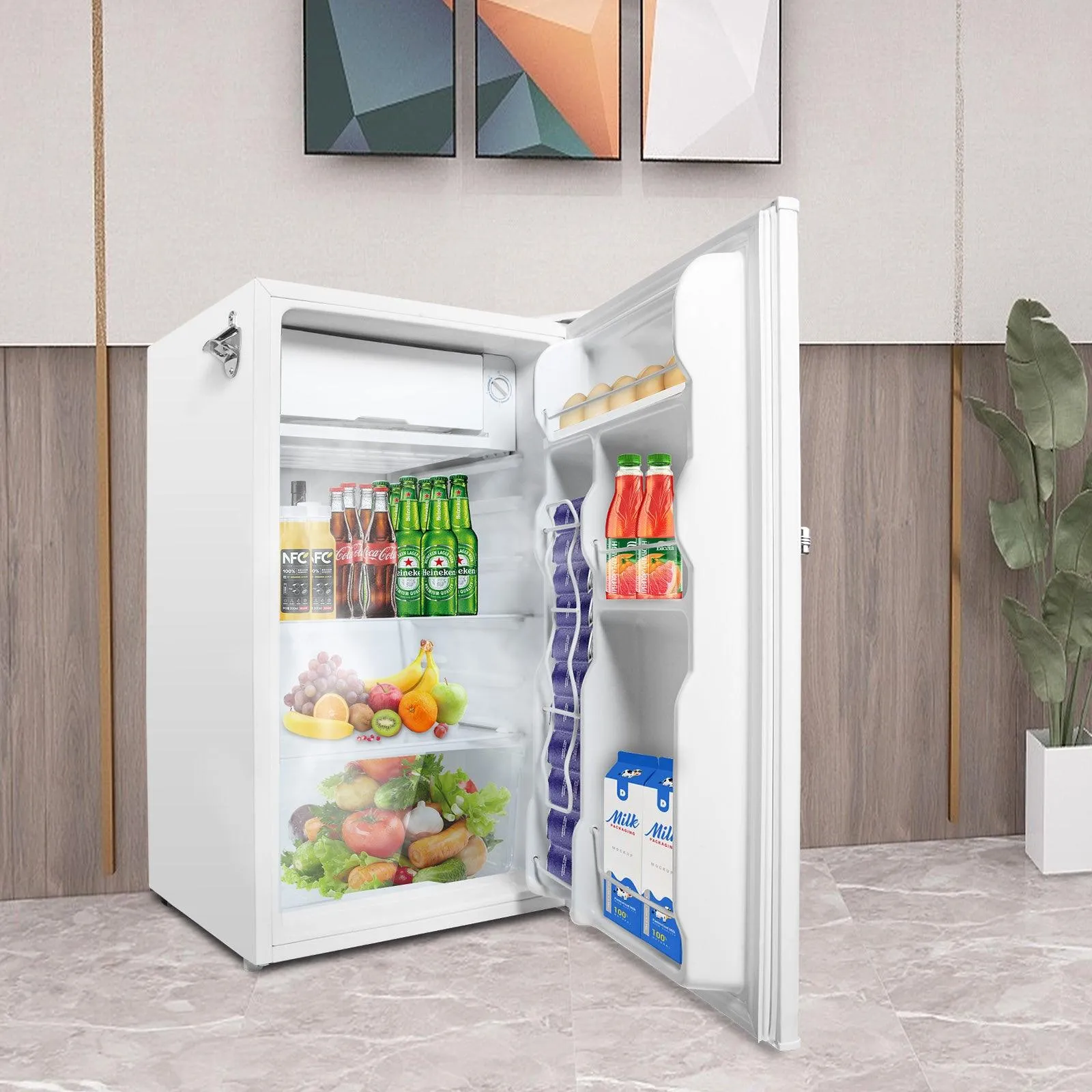 3.2 Cu.ft. Small Fridge with Freezer Compact Refrigerator with Adjustable Legs, White