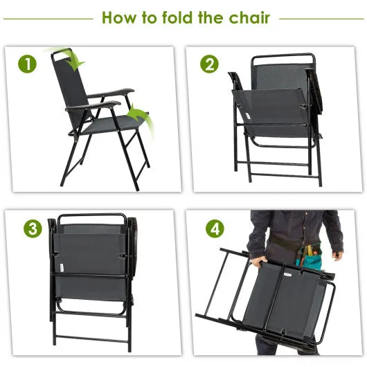 4 Pieces Portable Outdoor Folding Chair with Armrest