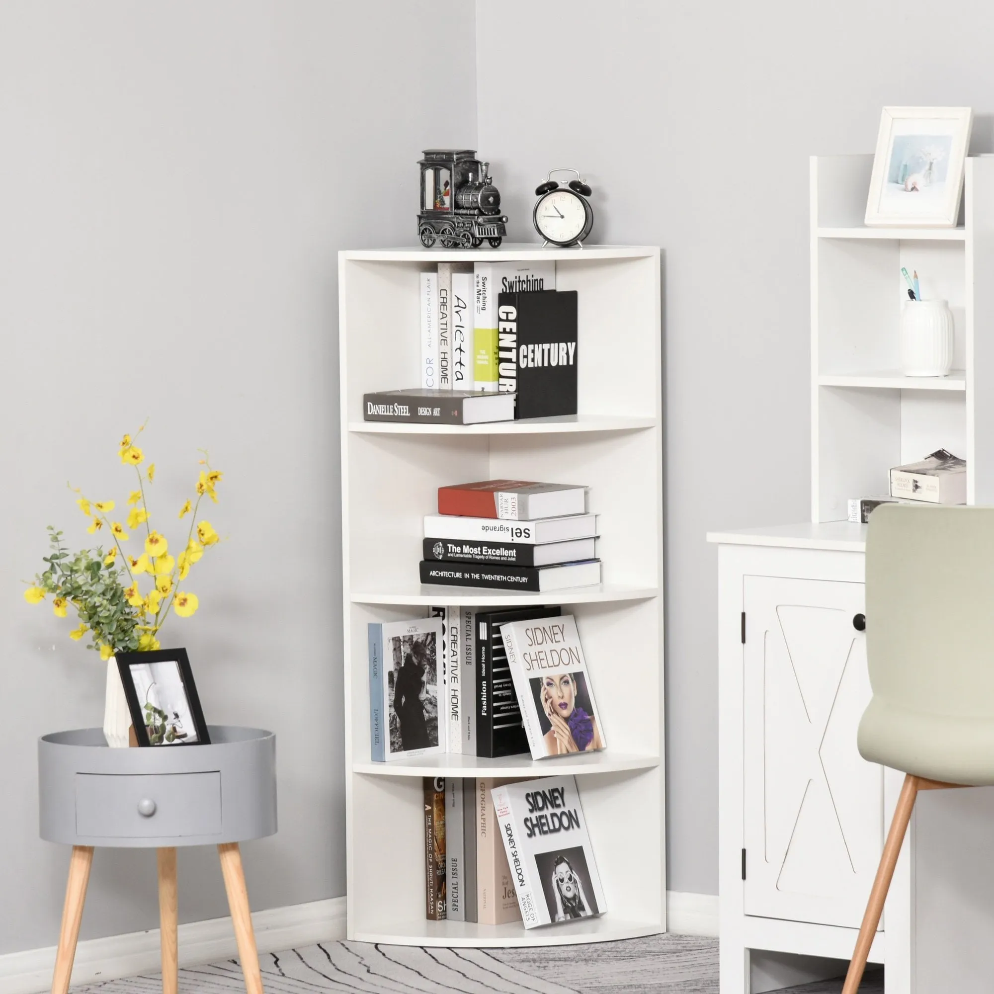 4-Tier Bookshelf, 120H cm-White