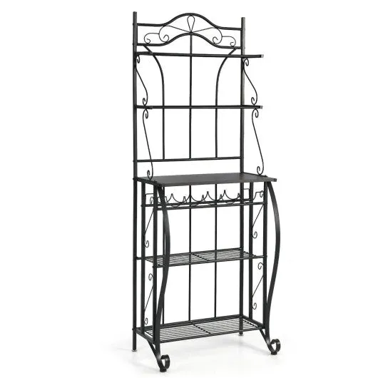 5-Tier Metal Kitchen Baker's Rack with 5 Wine Bottles Rack