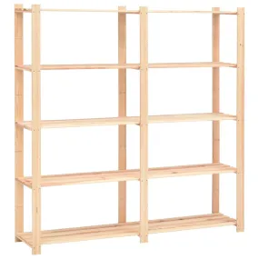 5-Tier Storage Rack Natural Wood 500 kg Support