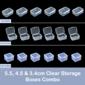 5.5, 4.5 & 3.4 cm Clear Storage Boxes Combo