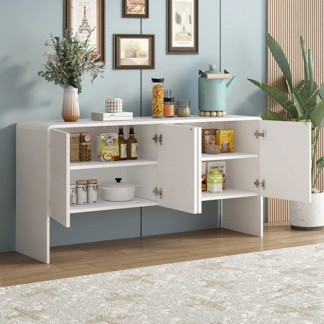 60"L Sideboard with 4 Doors, Rebound Device | Modern Style, Spacious Storage