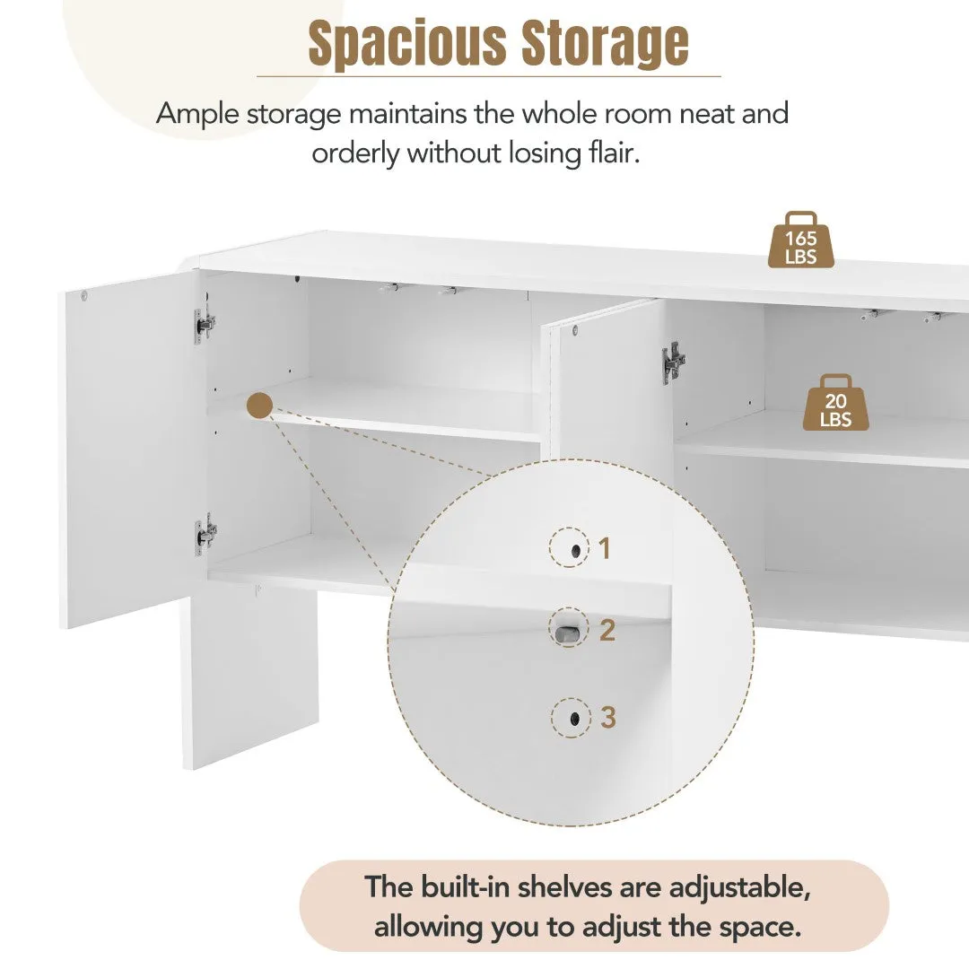 60"L Sideboard with 4 Doors, Rebound Device | Modern Style, Spacious Storage