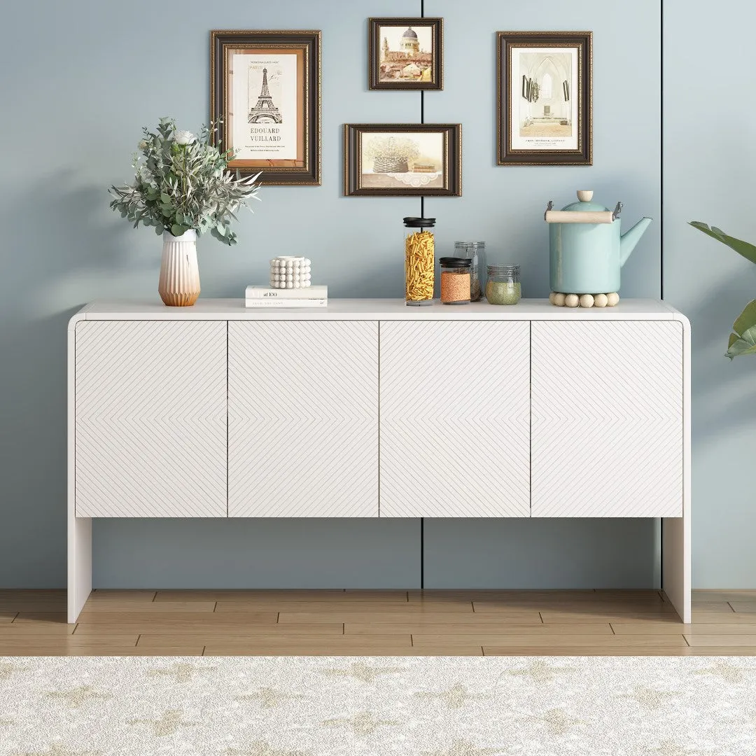 60"L Sideboard with 4 Doors, Rebound Device | Modern Style, Spacious Storage