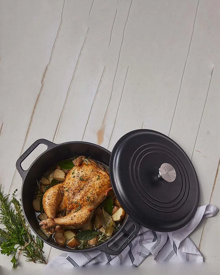 7-Quart Cast Iron Dutch Seasoned Oven Pan | Safe For All Cooktops | 12 x 14 x 7 inches