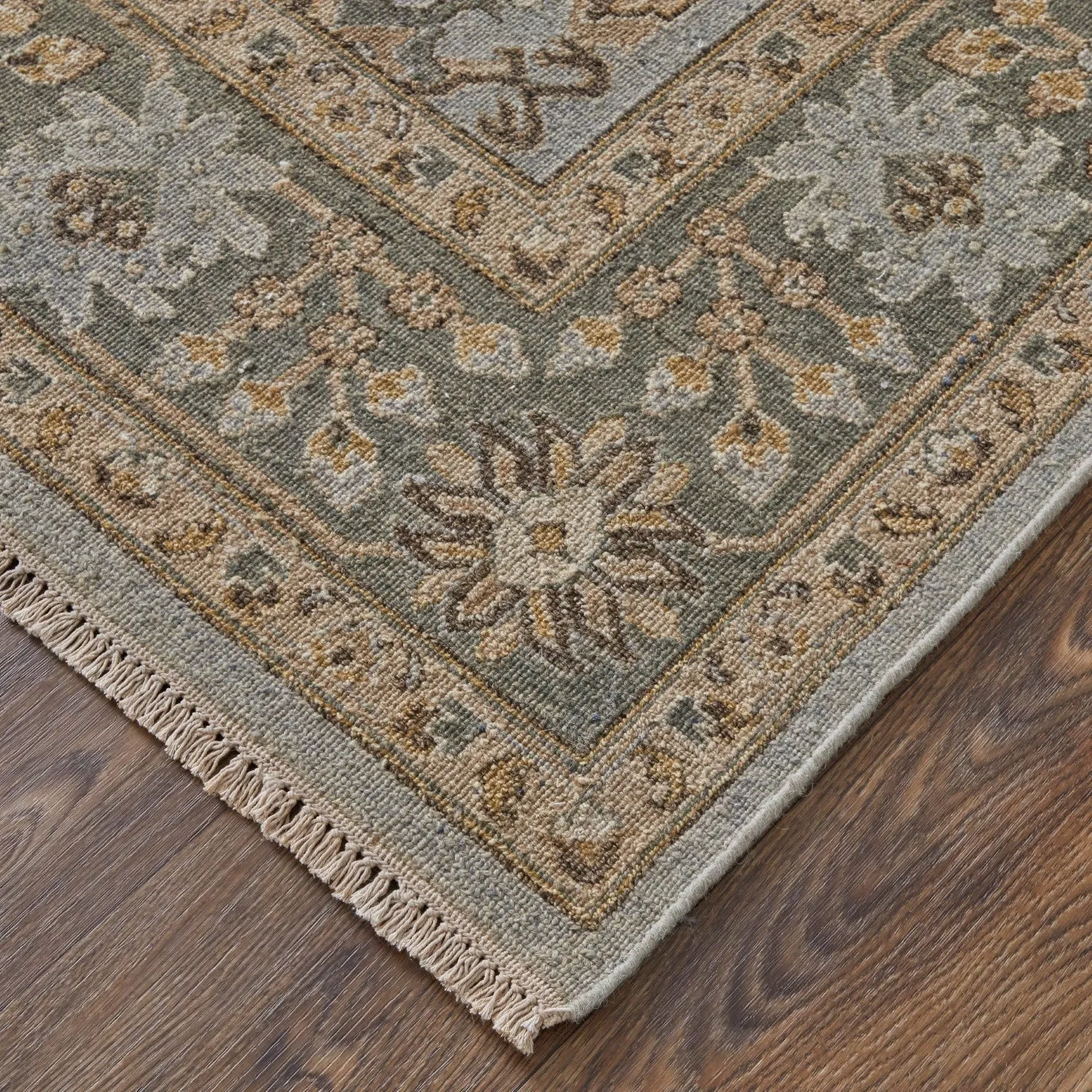 Aleska Oriental Blue/Gold/Gray Rug