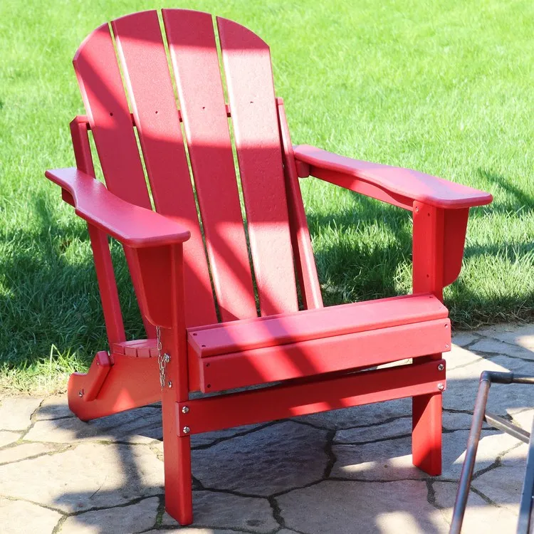 All-Weather Portable Foldable Outdoor Adirondack Chairs Set of 2 - Red