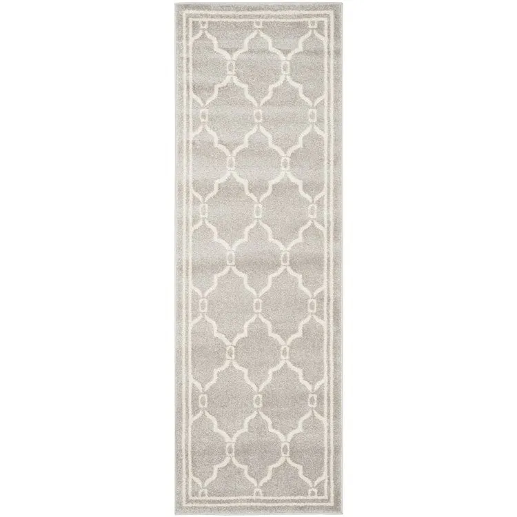 Amherst 2' 3" x 13' Indoor/Outdoor Woven Area Rug - Light Gray/Ivory