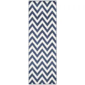 Amherst 2' 3" x 9' Indoor/Outdoor Woven Area Rug - Navy/Beige