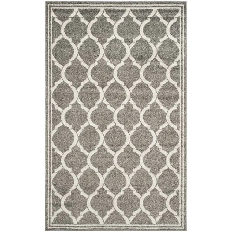 Amherst 5' x 8' Indoor/Outdoor Woven Area Rug - Dark Gray/Beige