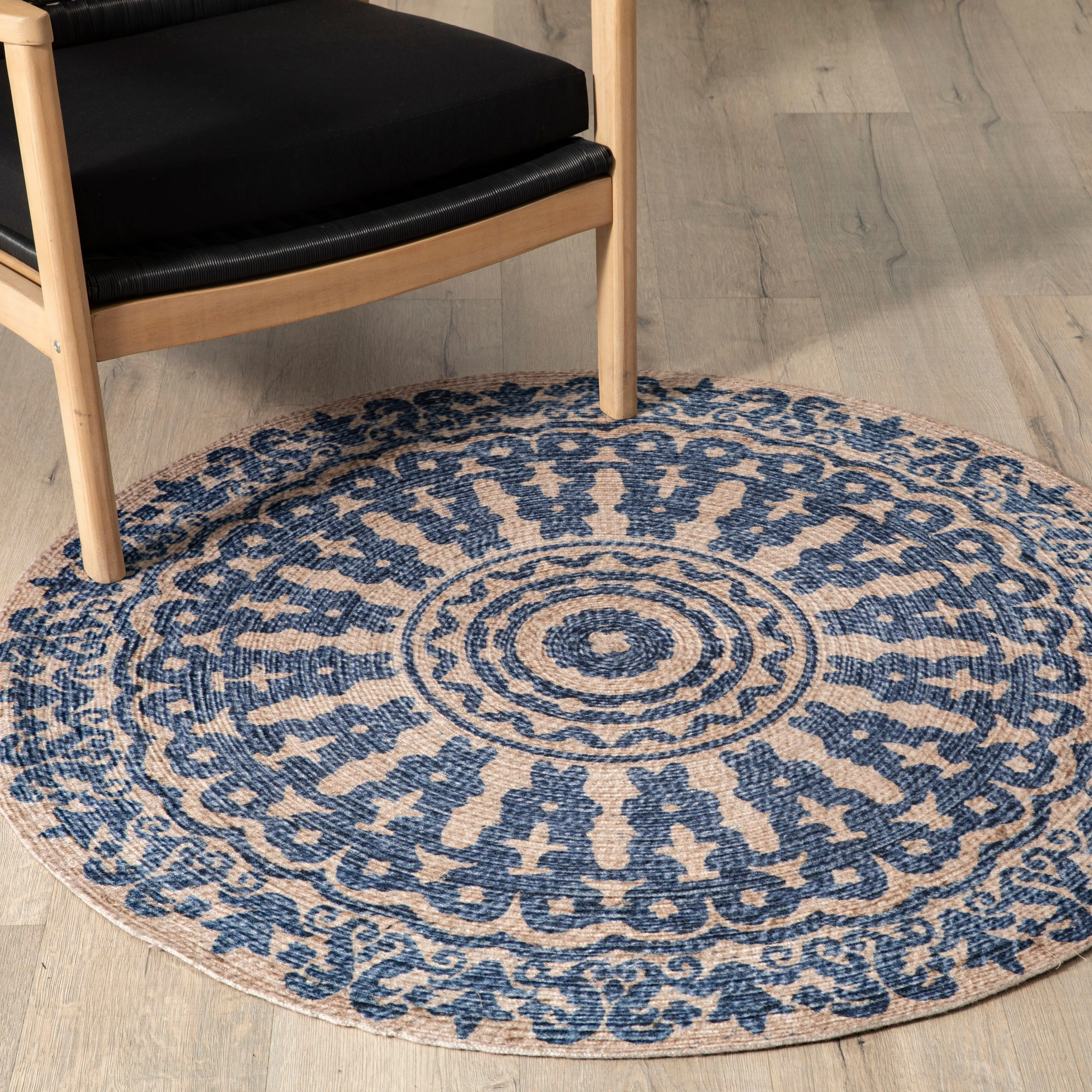 Aruba Mandela Reversable Outdoor PET Orange & Blue Round Rug 120cm