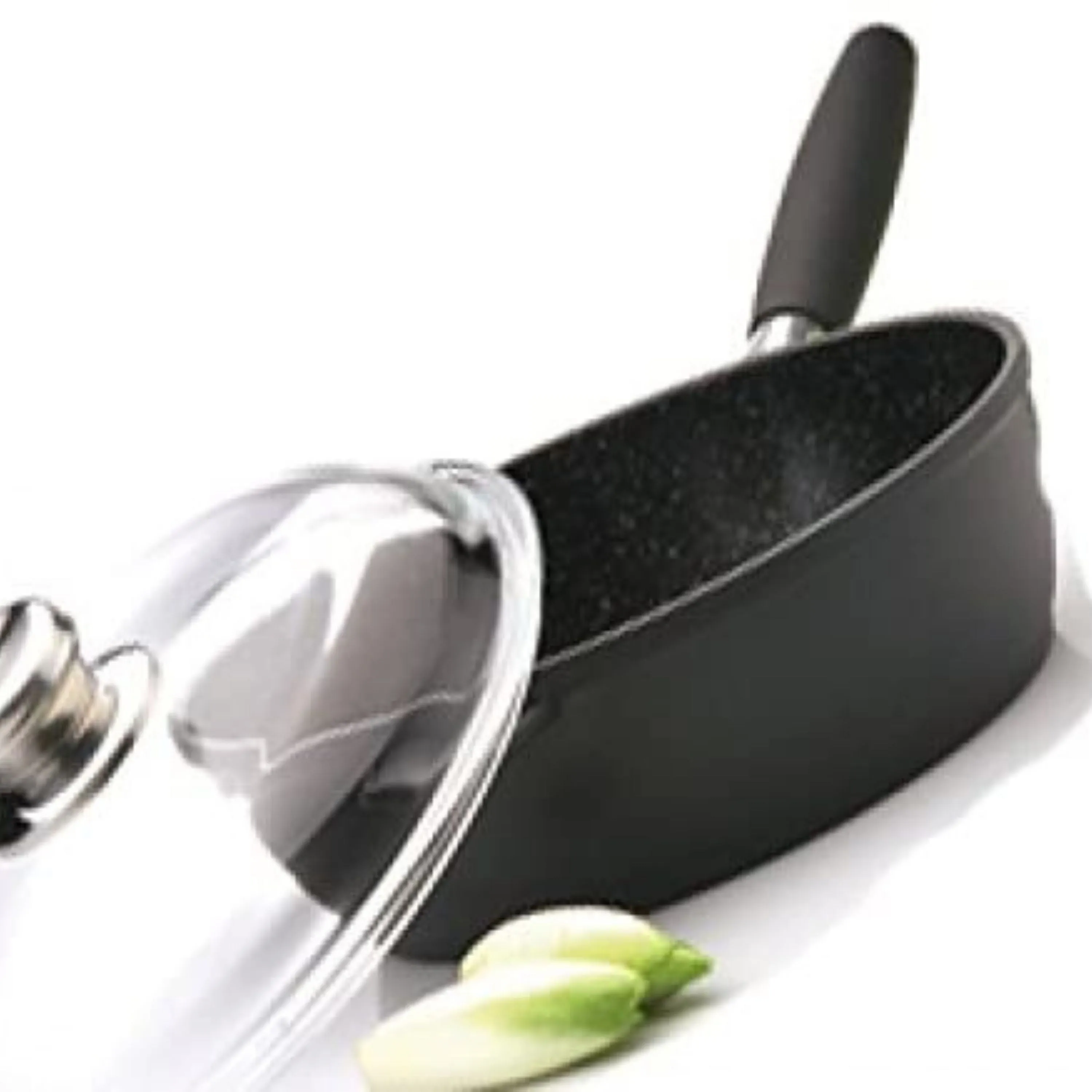 BergHOFF Scala Non-stick Cast Aluminum 9.5" Sautepan 3Qt., Glass Lid, Detachable Handle, Black