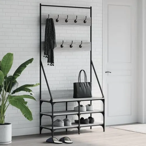 Black Clothes Rack with Shoe Storage - vidaXL