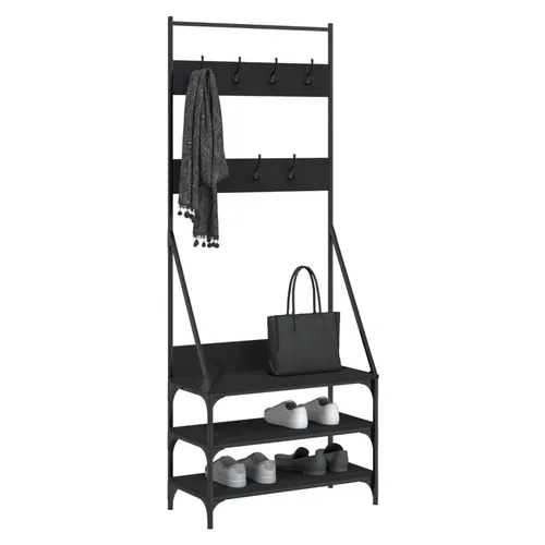 Black Clothes Rack with Shoe Storage - vidaXL