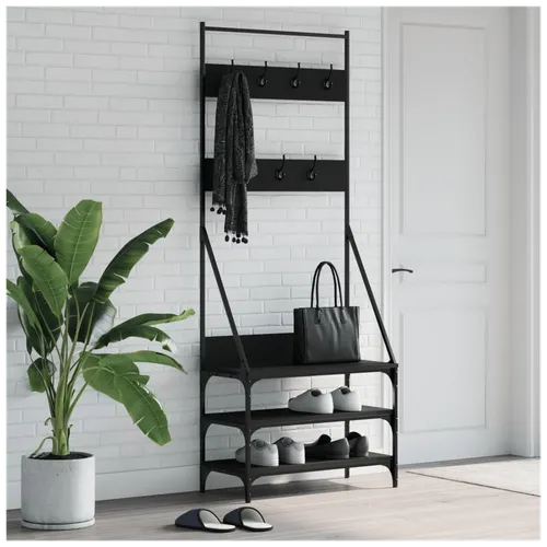 Black Clothes Rack with Shoe Storage - vidaXL