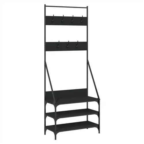 Black Clothes Rack with Shoe Storage - vidaXL