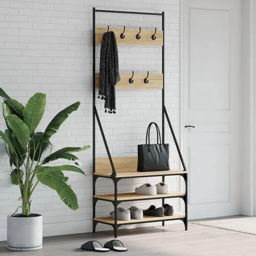 Black Clothes Rack with Shoe Storage - vidaXL