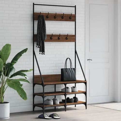 Black Clothes Rack with Shoe Storage - vidaXL