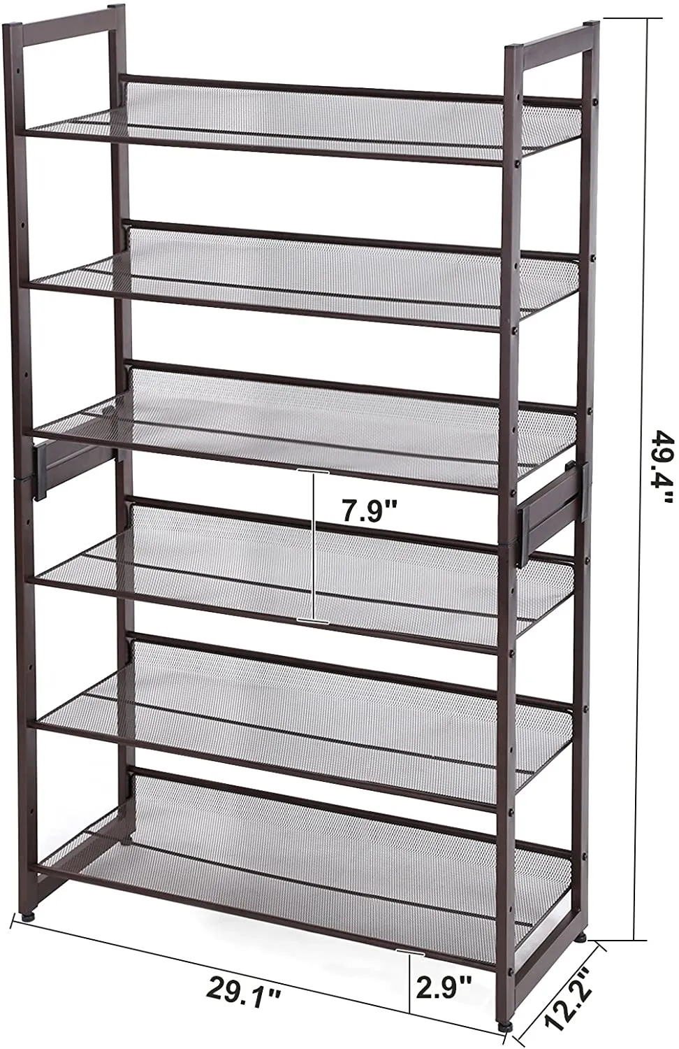 Bronze Metal Shoe Rack with Adjustable Shelves