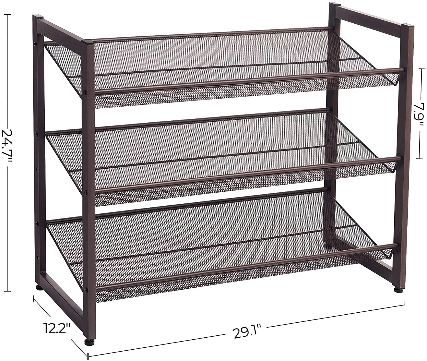 Bronze Metal Shoe Rack with Adjustable Shelves