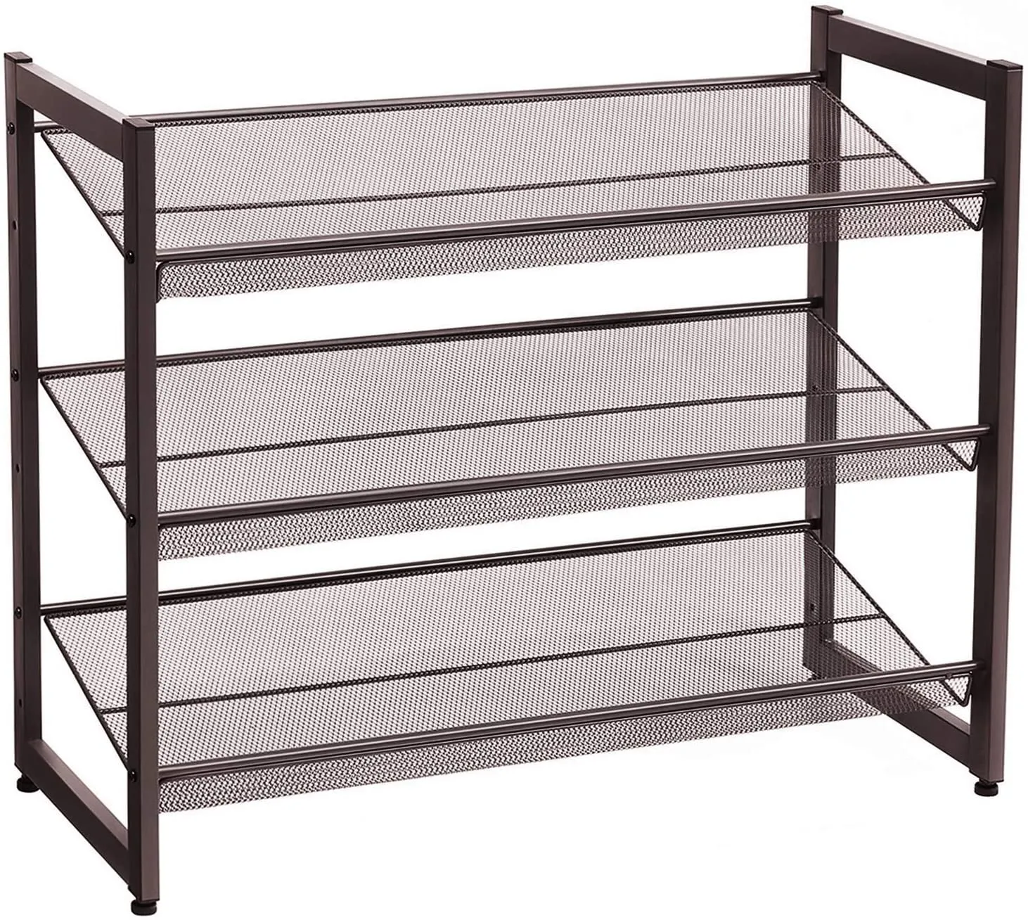 Bronze Metal Shoe Rack with Adjustable Shelves