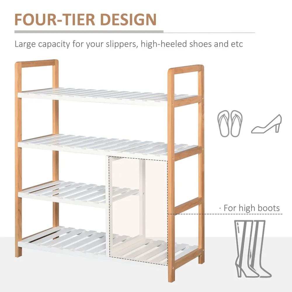 Cabinets for Shoe Storage - 4-Tier Wooden Organizer