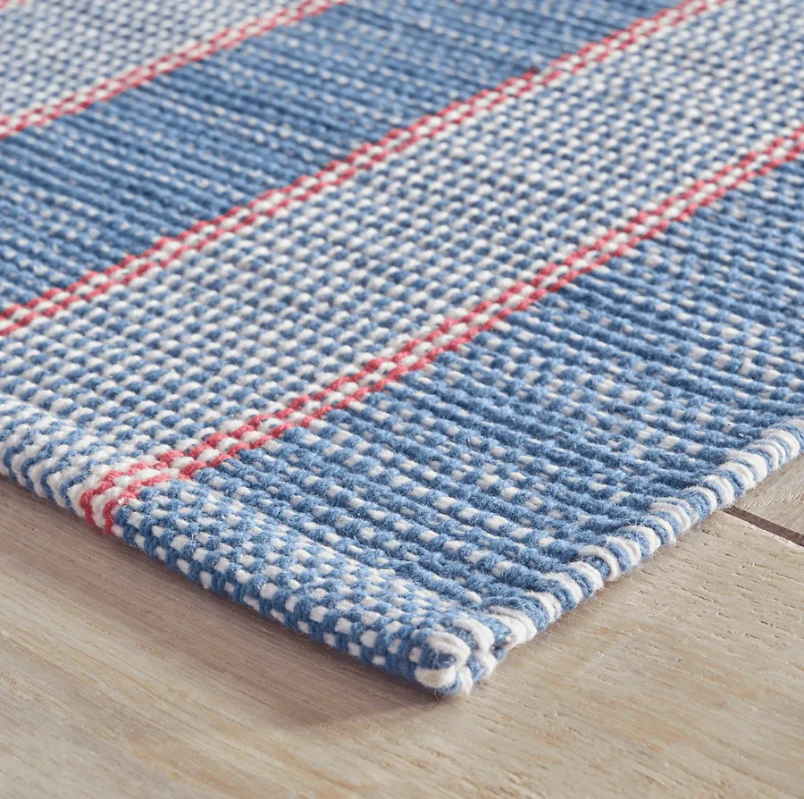 Camden Stripe Denim Handwoven Cotton Rug