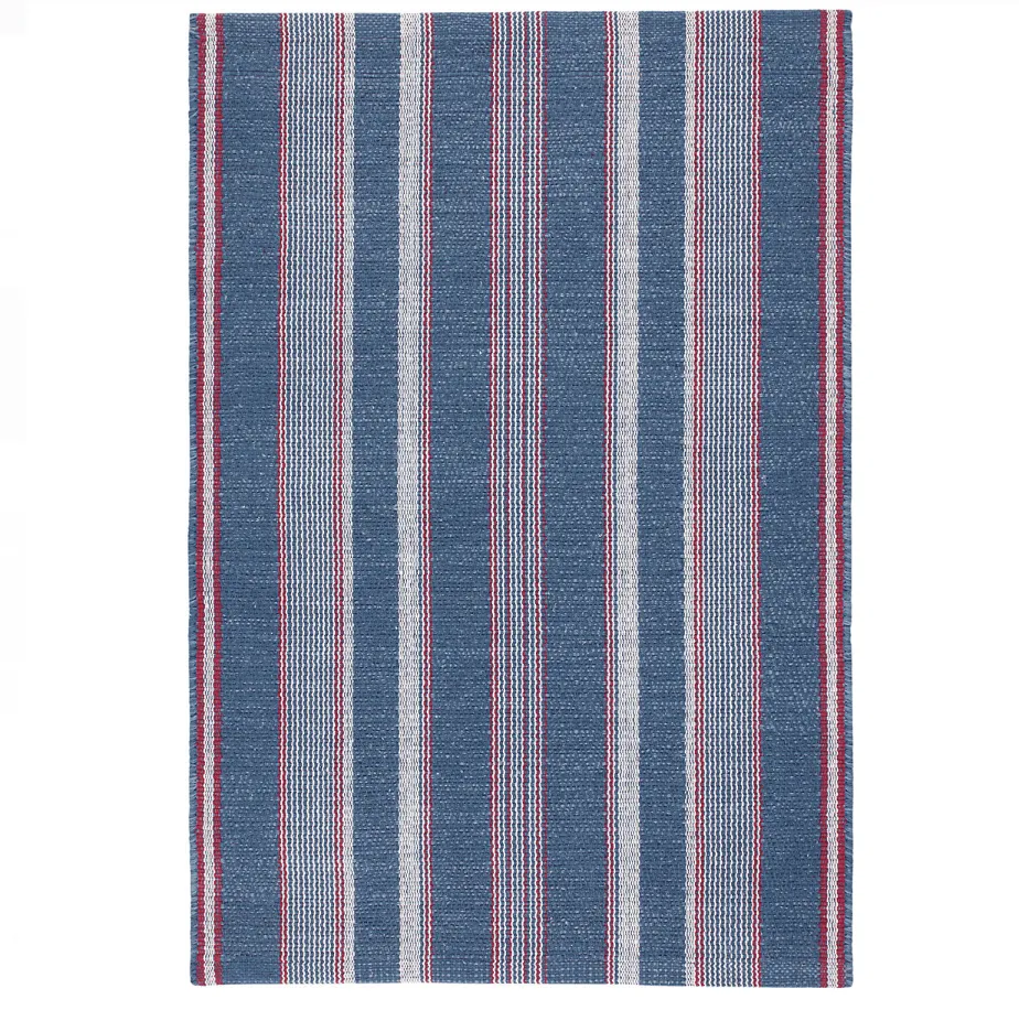 Camden Stripe Denim Handwoven Cotton Rug