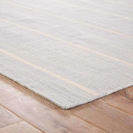 Cape Cod Striped Wool Rug - Light Blue