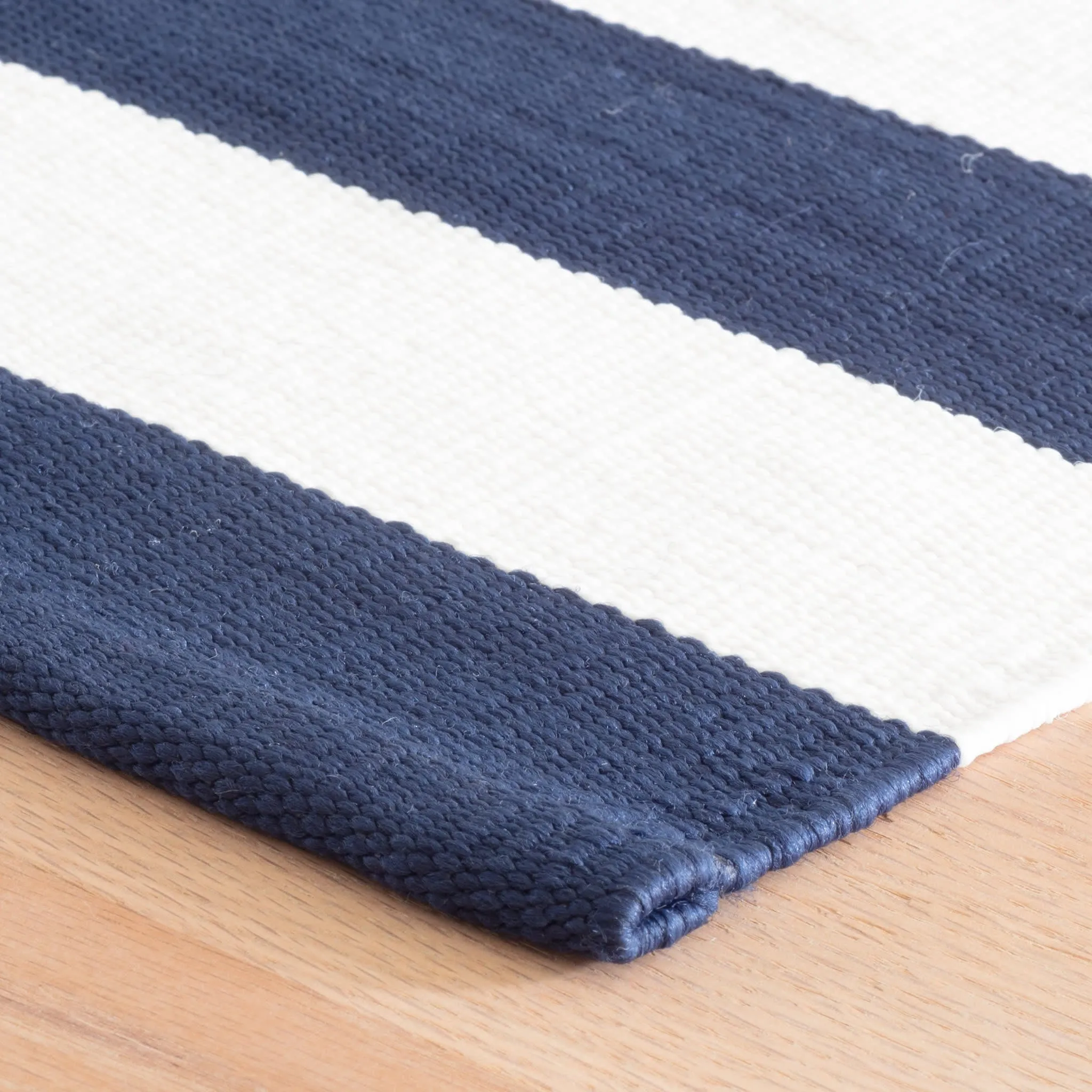 Catamaran Stripe Denim/White Handwoven Indoor/Outdoor Rug