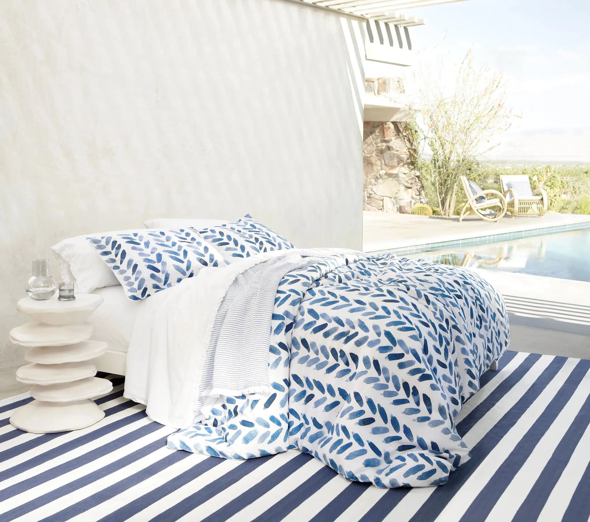 Catamaran Stripe Denim/White Handwoven Indoor/Outdoor Rug