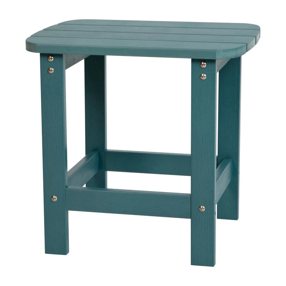 Charlestown All-Weather Poly Resin Wood Adirondack Side Table In Sea Foam By Flash Furniture