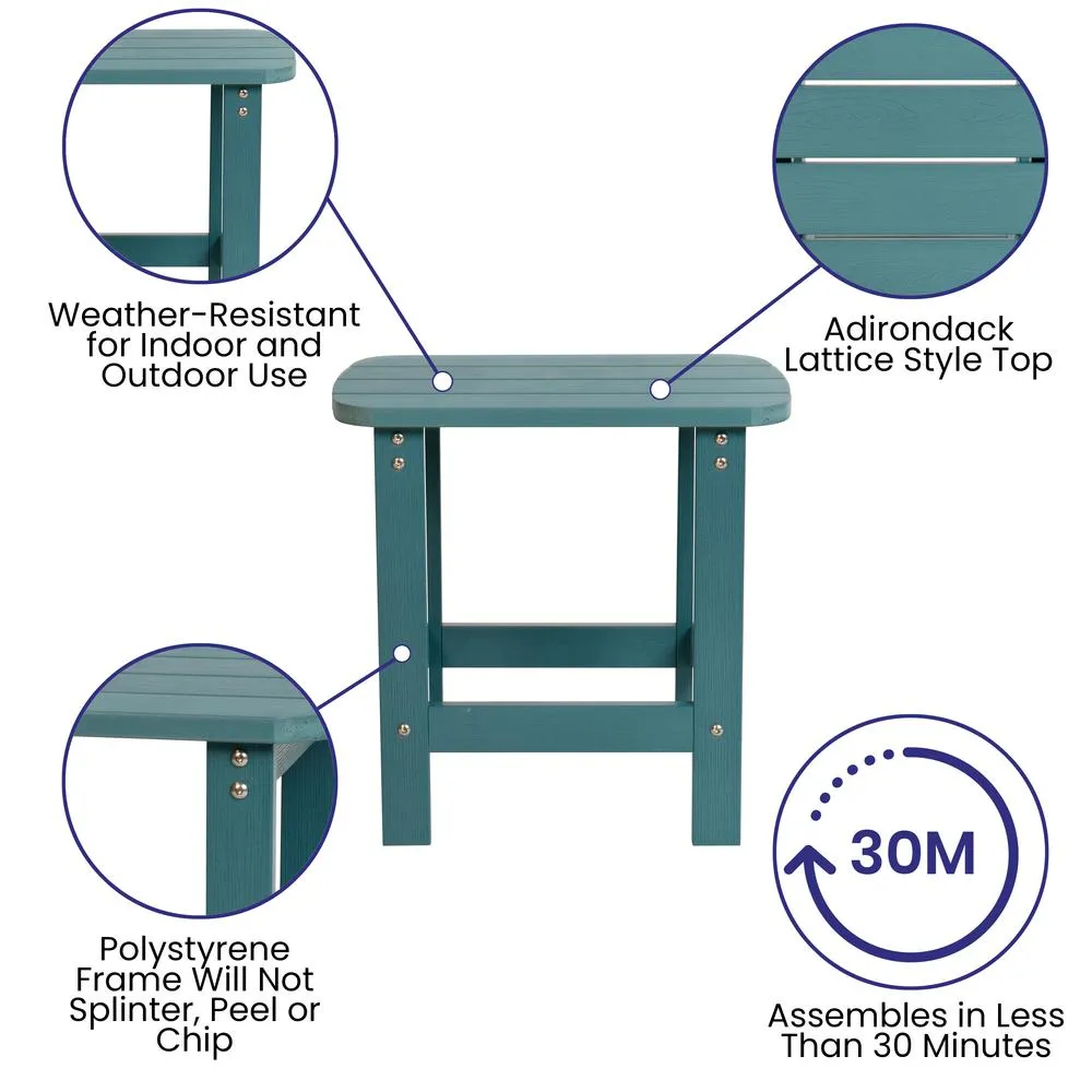 Charlestown All-Weather Poly Resin Wood Adirondack Side Table In Sea Foam By Flash Furniture