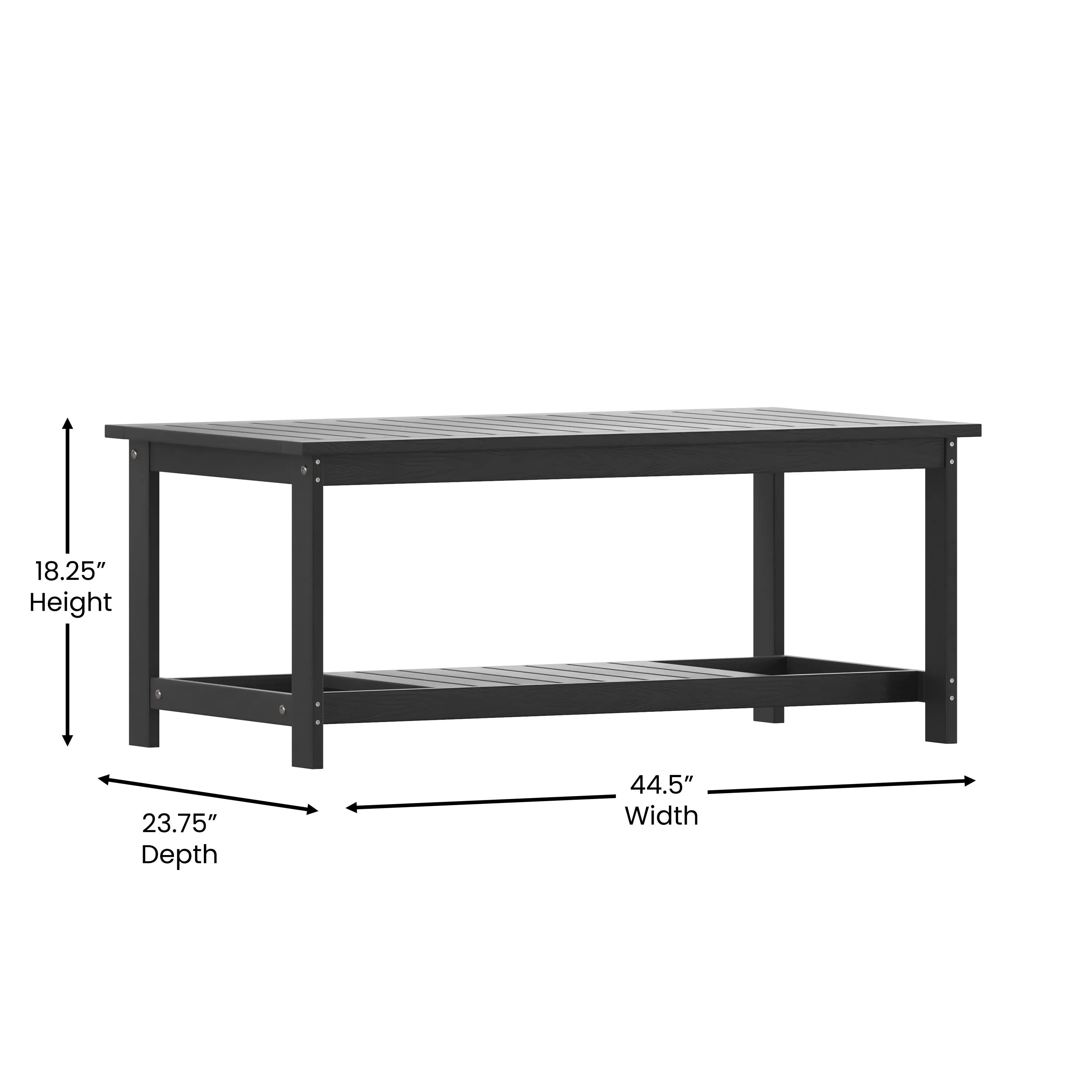 Charlestown All-Weather Poly Resin Wood Two Tiered Commercial Grade Adirondack Slatted Coffee Conversation Table