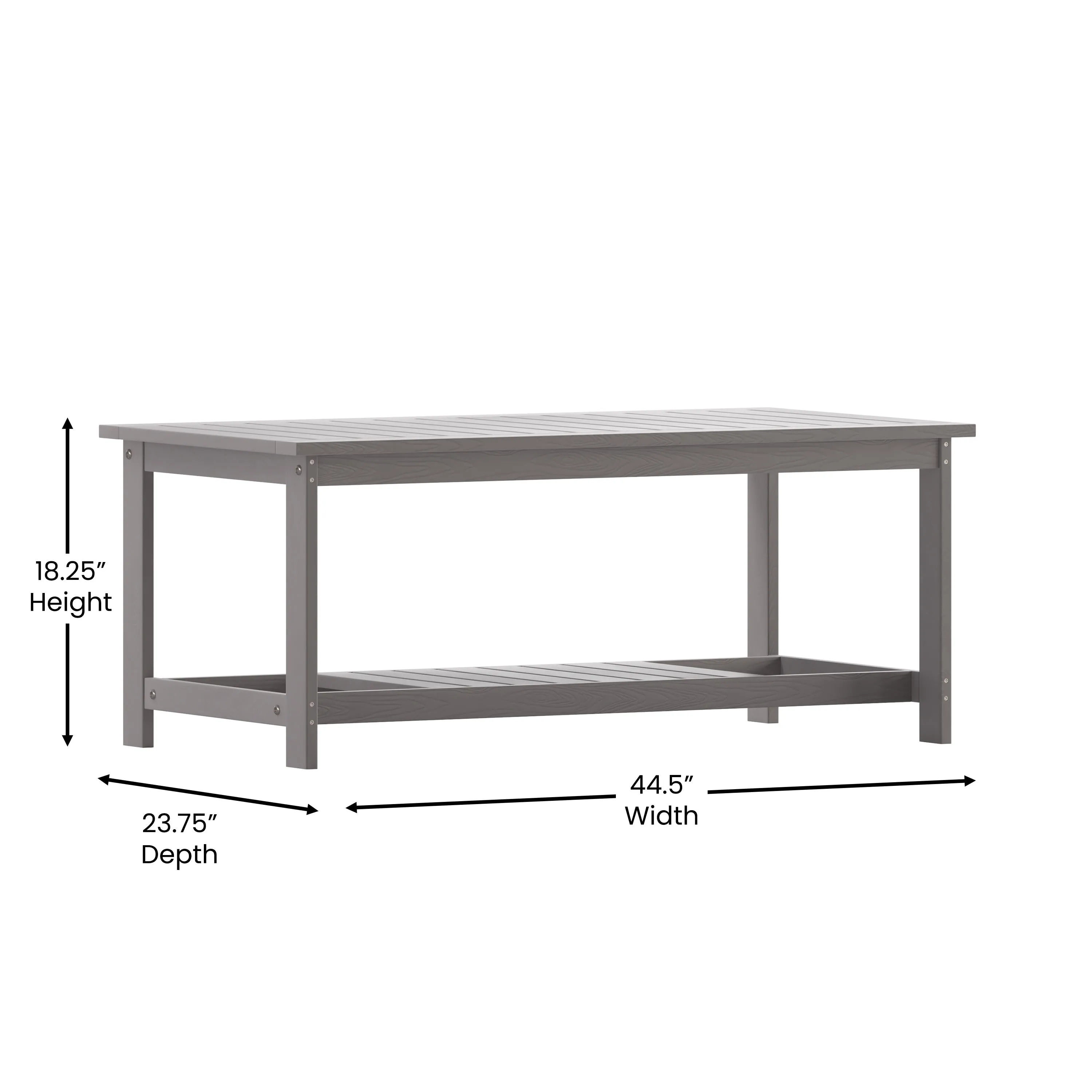 Charlestown All-Weather Poly Resin Wood Two Tiered Commercial Grade Adirondack Slatted Coffee Conversation Table